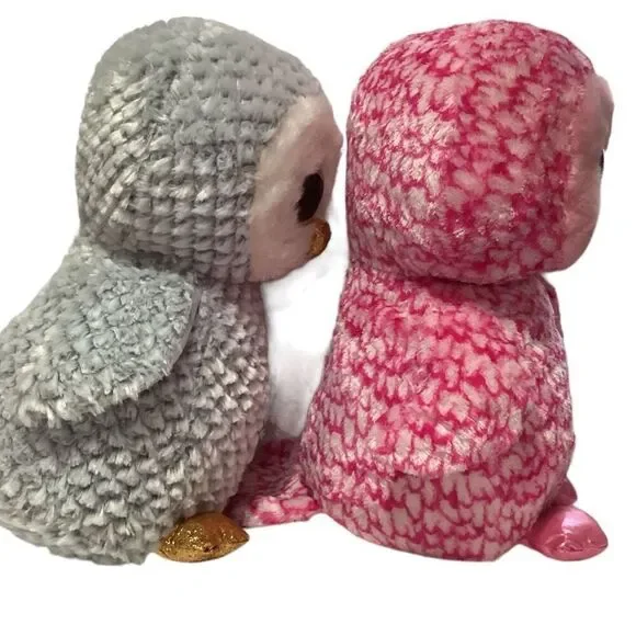 TY Beanie Boos PINKY the Pink Owl & Owlette Jumbo 18” with Hang Tags - Picture 3 of 8